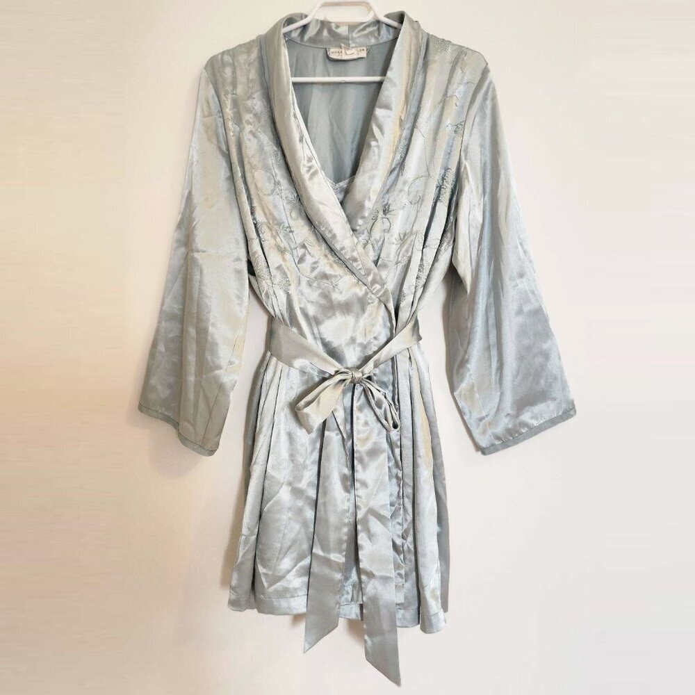 Morgan Taylor‎ Embroidered Robe Slip Set Size Medium - Picture 2 of 15